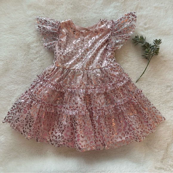 Pippa & Julie | NWOT - Metallic Tulle Leopard Print Dress - Size 2T - Picture 3 of 10